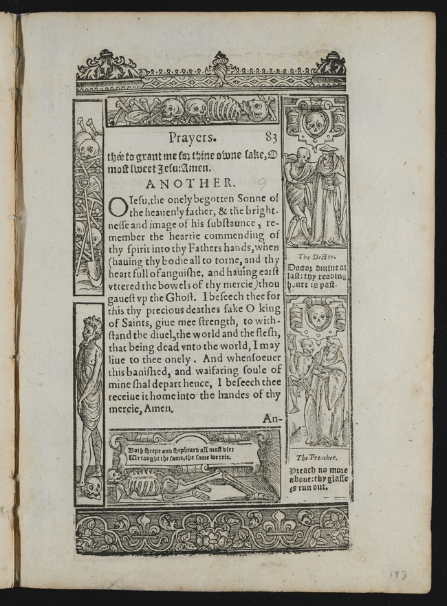 Page borders with woodcuts of the Danse Macabre, or Dance of Death