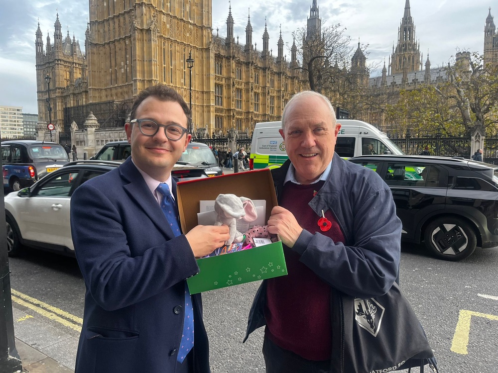 Chair of Warrants Committee John Livingston launches Operation Christmas Child