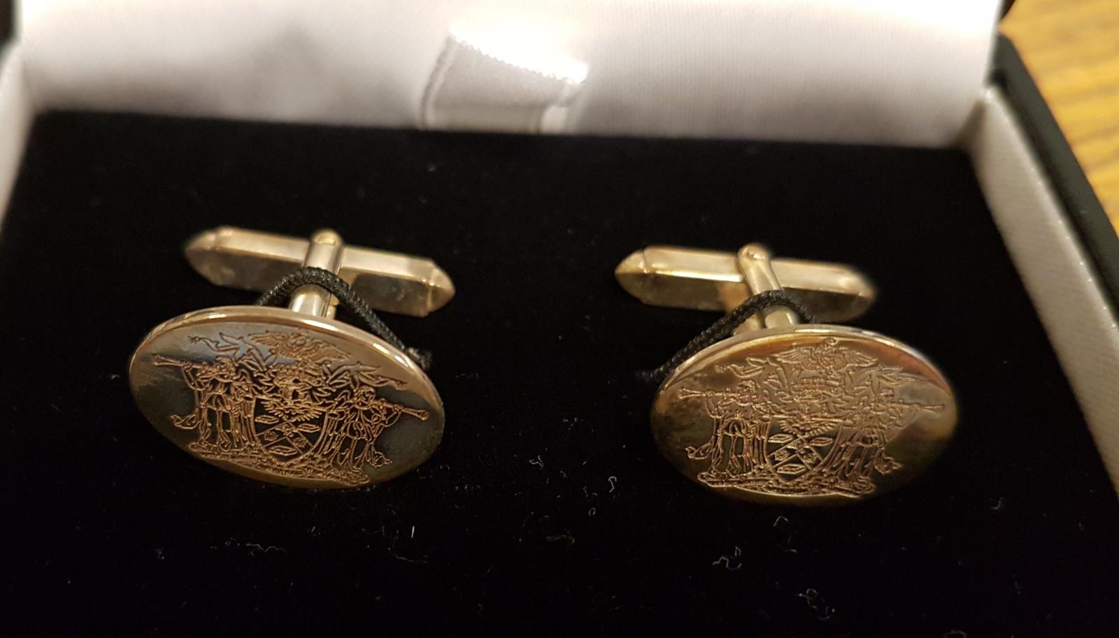 Silver Cufflinks Swivel Bolt Fastening, oval in shape with Stationers’ Company Crest